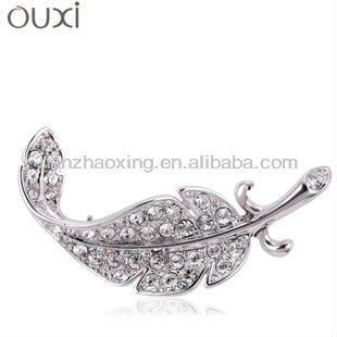 Feather shape brooch wholesale with Austria crystal