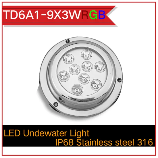 IP68 waterproof 27W DC24V round RGB led underwater fountain light