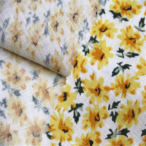 Linen / cotton sunflower printing fabric