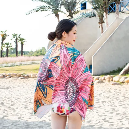 Custom Printed Microfiber Sand-Free Beach Towel - Recycled Plastic Beach Towels