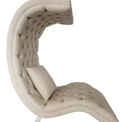 High Grade Cream White Modern Velvet S Shaped Button Tufted Recliner Sofa