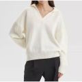 Pull en tricot en V lâche surdimensionné pour femmes