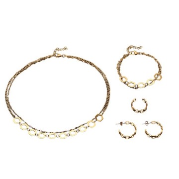 Brave Lighthouse Double D Stainless Steel Necklace and Bracelet Set in Gold and Silver
