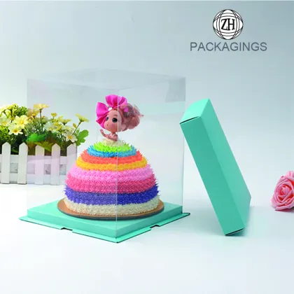 Sky Blue PVC Transparent Cake Packaging Box