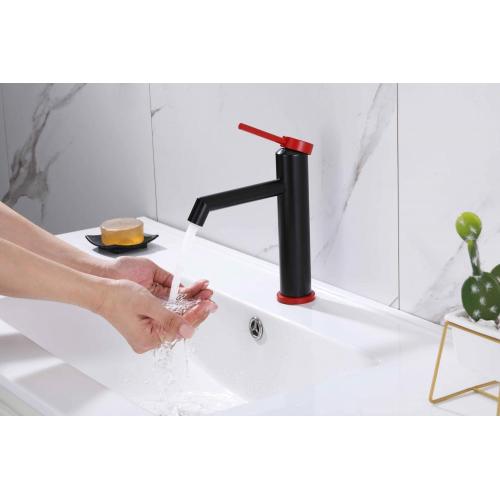 Basin Mixer Faucet 304 Stainless-steel black red single hole basin faucet Factory