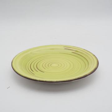 Новий дизайн, розписаний вручну керамічний посуд з кам&#39;яного посуду Зелений набір посуду на посуді з посуду