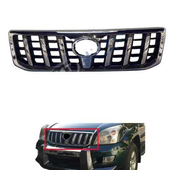 MAICTOP Auto Car Accessories Front Bumper Silvery Grille for Land Cruiser Prado FJ120 (2003-2009) Chrome Grill