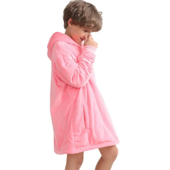 Amazon Hoodie sofa bedroom warm flannel fleece wearable hoodie kids blanket