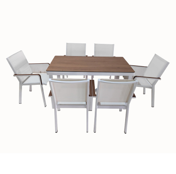 Outdoor Aluminum Dining Table Set with 7 Pieces for Patio Garden - Includes Armchairs for Backyard