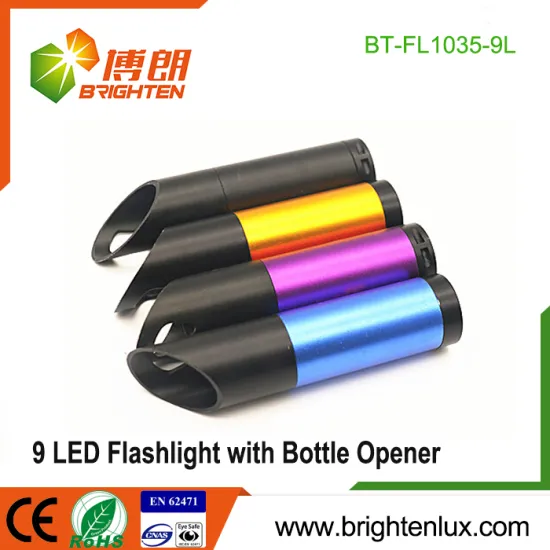 Factory Wholesale Cheap Multi-functional Colorful OEM Promotional Metal 9 led flashlight bottle opener keychain high quality