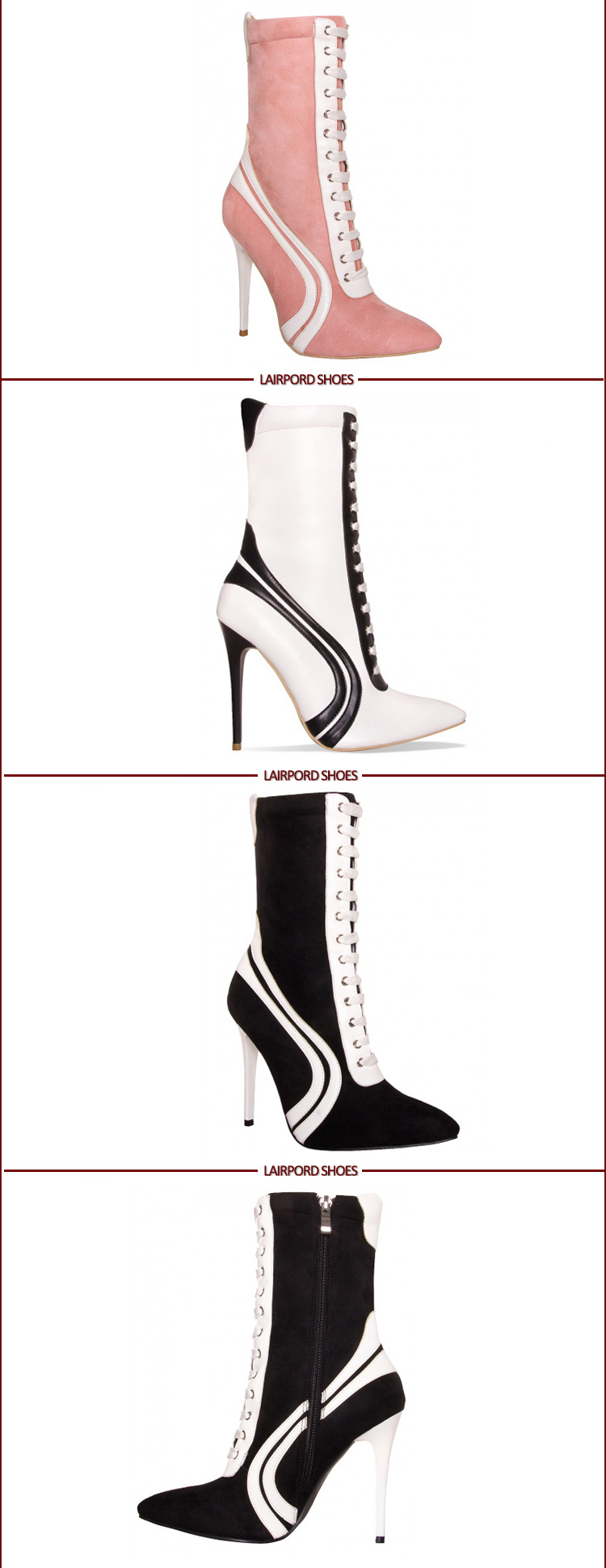 high heel ankle white stripe totem boots