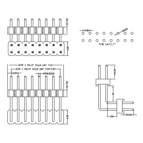 2.0 mm Pin Header Dual Row Double Plastic Angle One Type