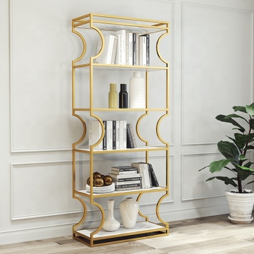 K có giá sách bằng thép không gỉ cổ điển với kệ gỗ