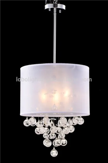 Crystal Chandelier with white shade in Antique chrome finish/pendant cristal lamp/pendant lamp house/dining room pendants