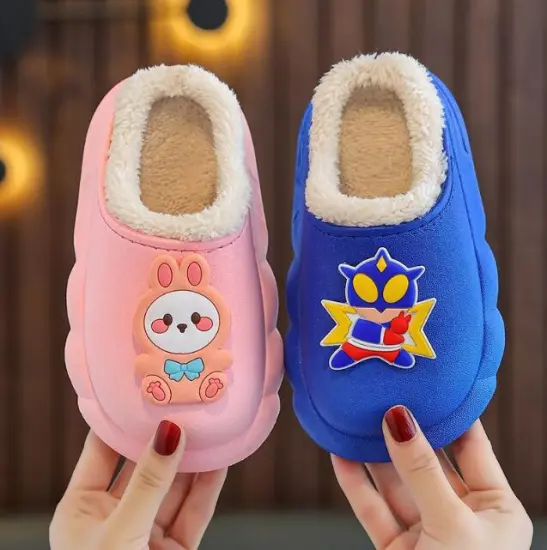 Soft Soled Kids Baby Home Garden Walking Shoes: Waterproof, Warm, and Comfortable Plush Slippers for Boys and Girls