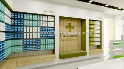 Green health products retail store eco-friendly wooden showcases