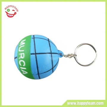 2015 Hot Sale PU Foam Printed Customized Earth Stress Ball with Keychain for Promotional Keyring