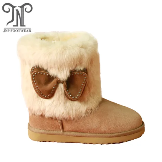Stylish Girls Leather Winter Boots with Bows
