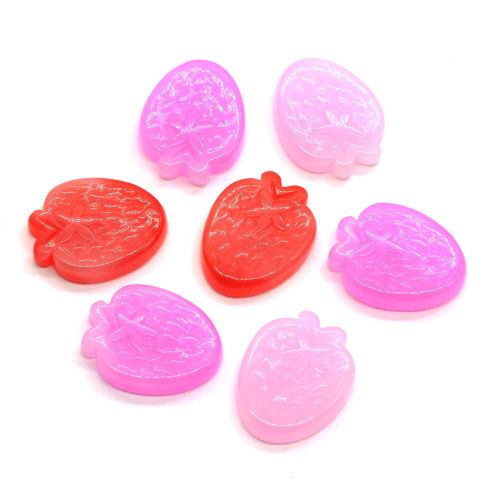 Fancy Mini Strawberry Shaped Resin Cabochon Red Pink Fruit Decorative Beads Slime Handmade Craft Work Ornaments