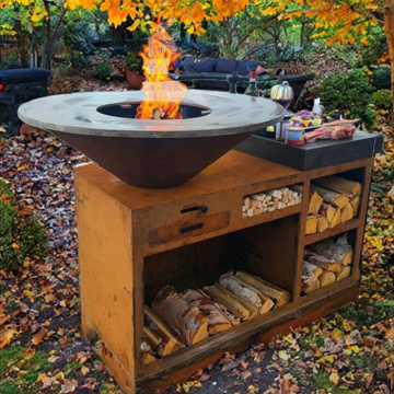 Rust Painted Corten Steel Metal Cooking Outdoor BBQ