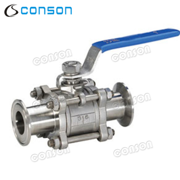 Food grade stainless steel 3pcs clamp ball vavle