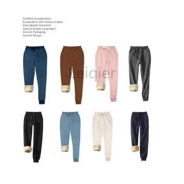 Womens Custom Logo Sherpa Lined Fleece Jogger Pants