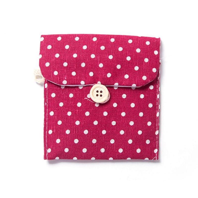 Lovely Women Girl Cute Polka Dot Cotton Linen Sanitary Pad Pouch Aunt Towel Bag Washable Menstrual Pads Mama Sanitary Napkin Bag