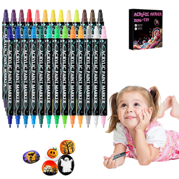 Dual Tip Acrylic Paint Pens for Versatile DIY Art Projects
