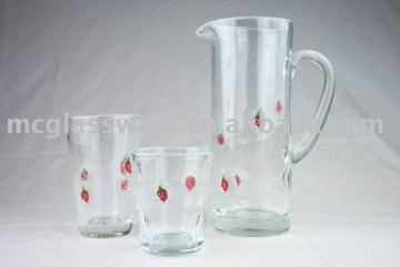Handmade clear bubble pitcher with strawberry ornament chip