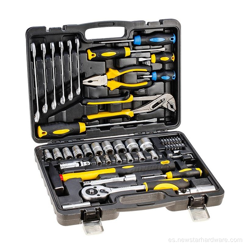 Kit de herramientas de mano de color amarillo de 54 piezas