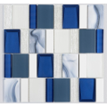 Gạch mosaic thủy tinh màu xanh lam trang trí phòng khách