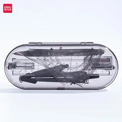 Deli 8-Piece Mathematical Geometry Set: Ruler, Protractor, Compass Drawing Tools