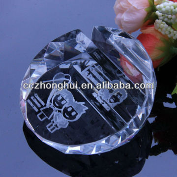 Round shaped crystal card holder for desk as business gift