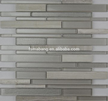 MBP4017 Classic Light Grey Random Pencil Interlock Glass Tile