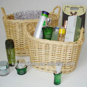 3pcs oval willow storage basket with 2 ears for starred hotel