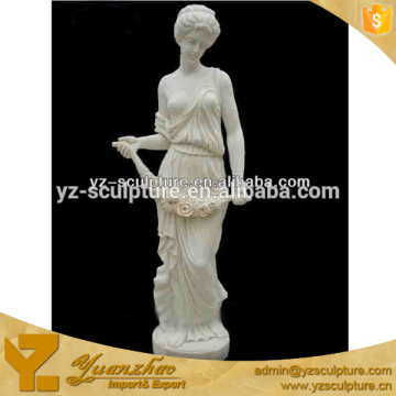 hand carving outdoor white marble statue of woman thinking