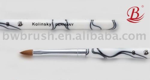 Baowang White Acrylic Handle Kolinsky Hair Sculpture Nail Art Brush(BWWAS)