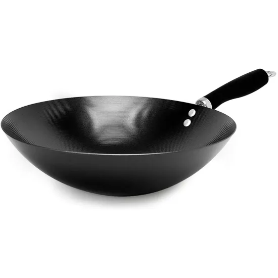 Wholesale Chinese Carbon Steel Induction Wok Pan with Handles