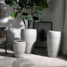 White Painting Ceramic Garden Pots