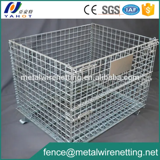 Industrial Heavy Duty Galvanized Wire Mesh Basket Folding Wire Container