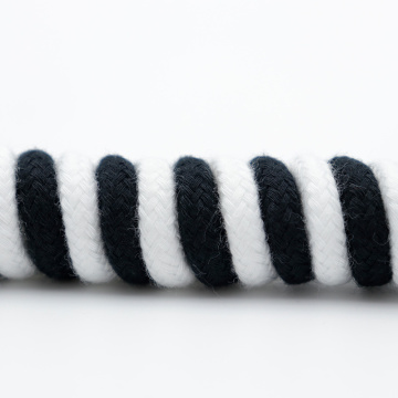 Shoelati rotondi di cotone intrecciati di alta qualità personalizzati (nero/bianco)
