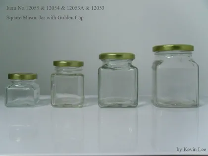 Square Glass Pickle/Caviar Jar