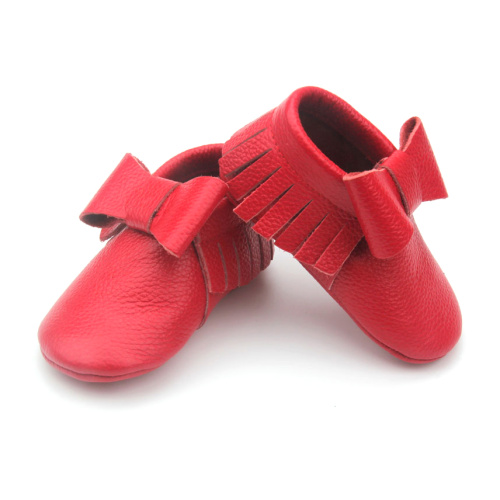 Làm bằng tay Giáng sinh Bé gái Party Bowknot Moccasins