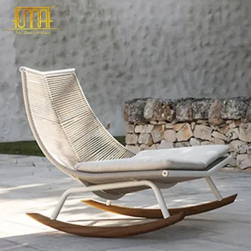 Outdoor Modern Wicker Rope Rocking Chair Set