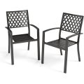 Carbon Steel Diamond Pattern Outdoor Chair Black