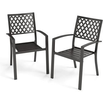 rust resistant black outdoor chair carbon steel Carbon Steel Diamond Pattern Outdoor Chair Black Factory