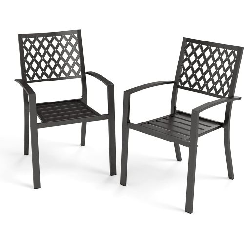 rust resistant black outdoor chair carbon steel Carbon Steel Diamond Pattern Outdoor Chair Black Factory