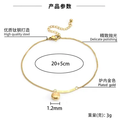 18K Gold Plated Smiley Bead Fashion Anklet - Wholesale Waterproof Stainless Steel Anklet for Women