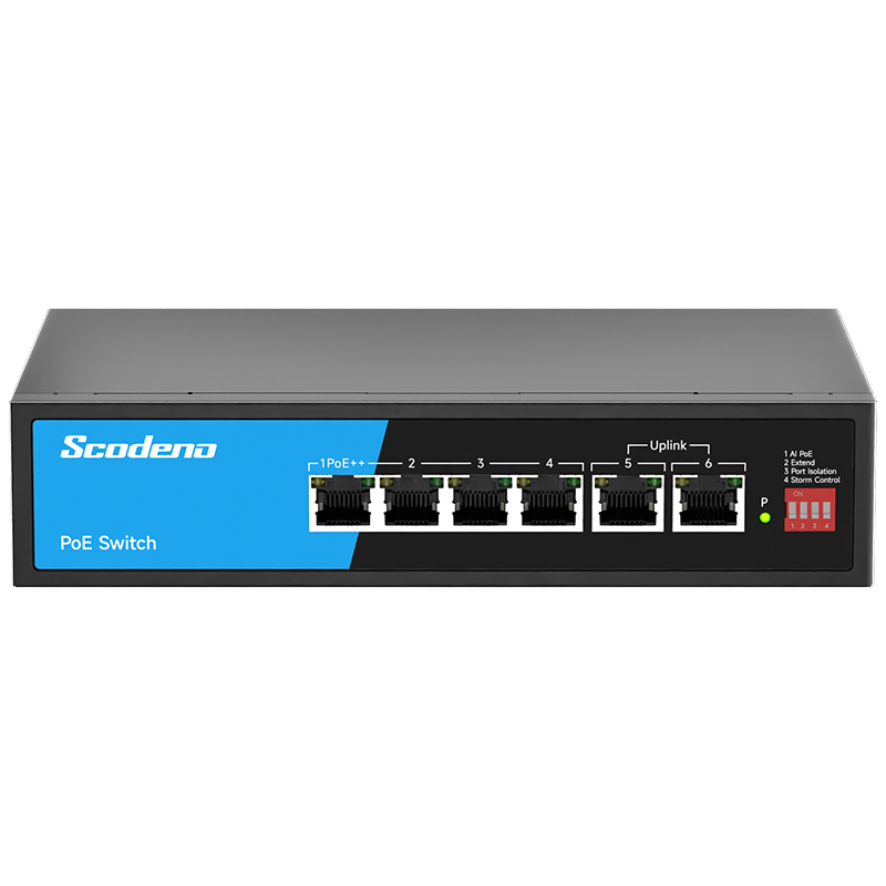 Unmanaged POE++ Switch With 6-Ports Full Gigabit