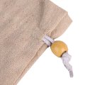 White linen darwstring pouch with ball